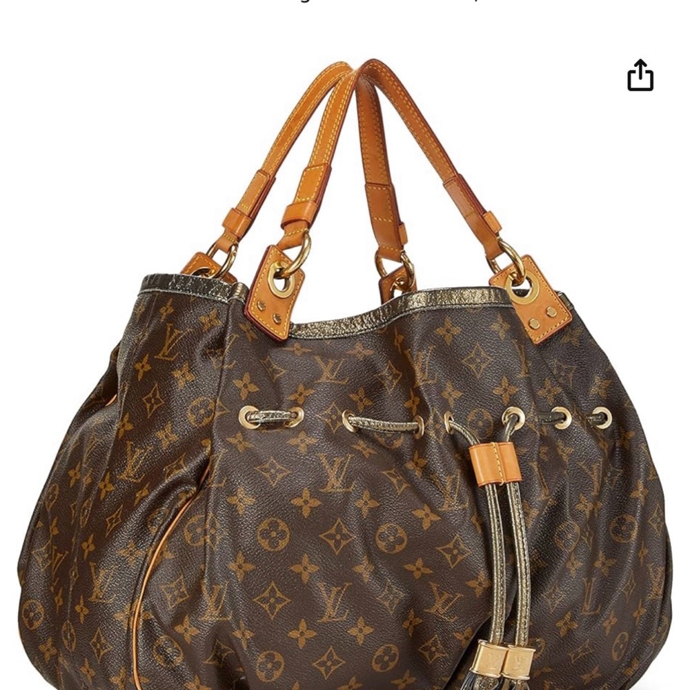 LOUIS VUITTON “IRENE” MONOGRAM, METALLIC TRIM, DRAWSTRING BAG, RARE - Picture 9 of 11
